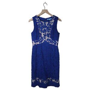 Antonio Melani Blue Crochet Lace Sleeveless A-Line Dress Size 6